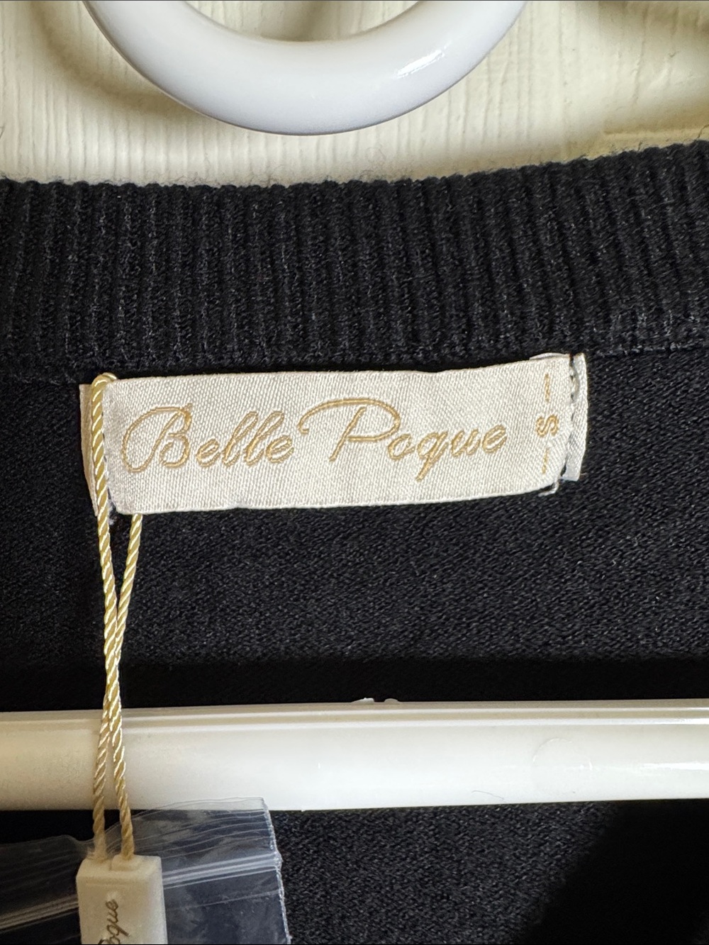 Belle Poque Black Cherry-Embroidered V-Neck Cardigan Sweater Sz Small NWT - Picture 2 of 7